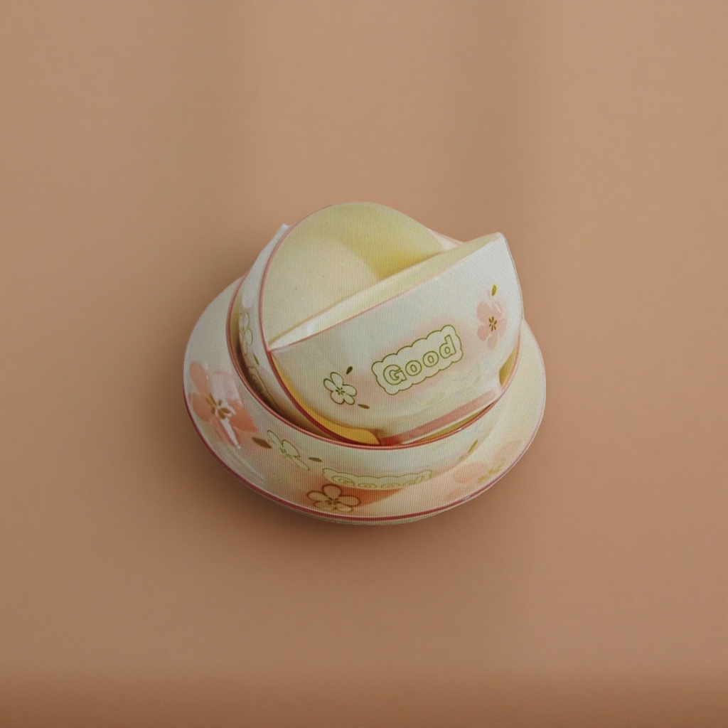 Pink ceramic bowl and plate set with the word "Good" and cherry blossom pattern, a household tableware gift box Application Scenario