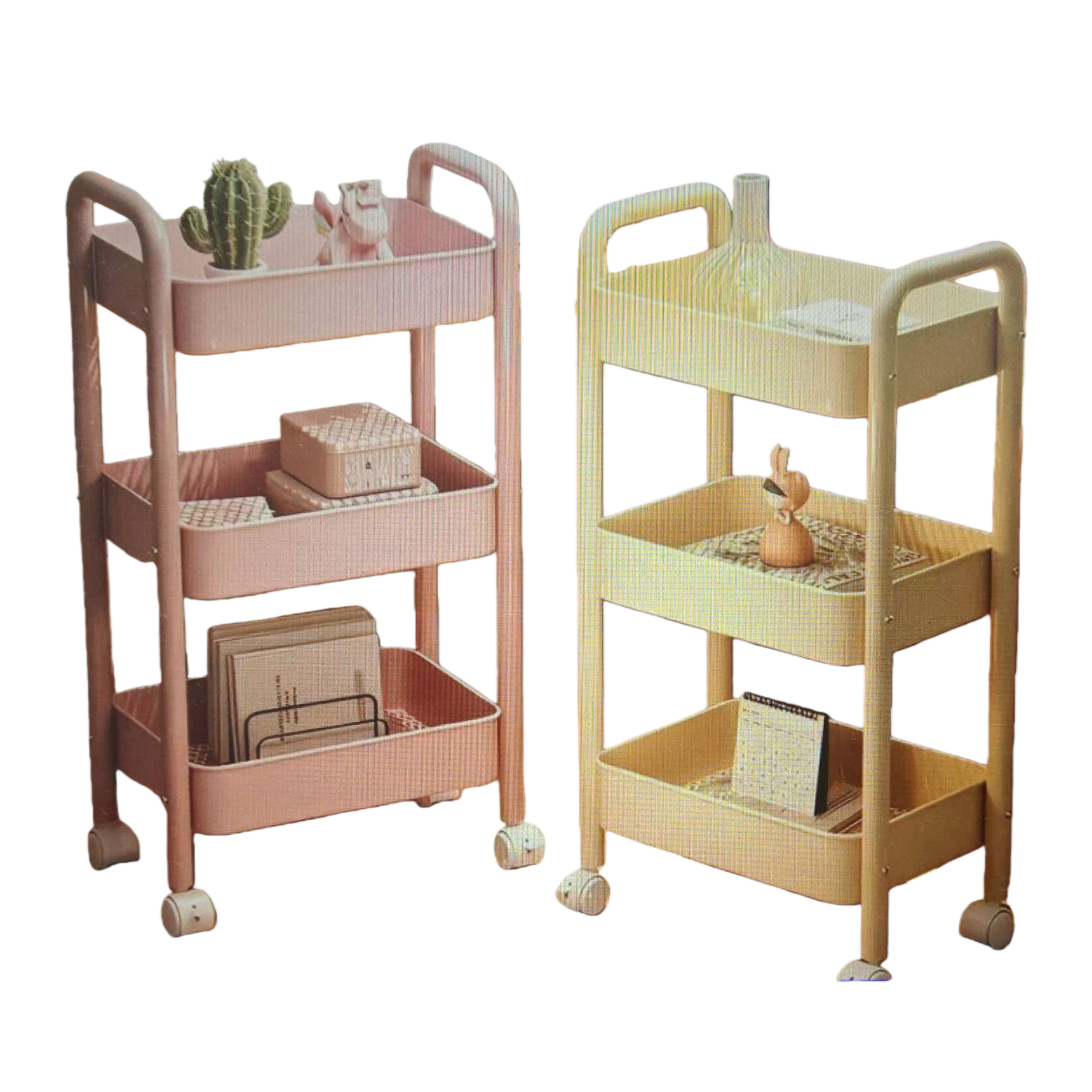 Rosa beige doble color triple con ruedas rack nordic wind sala de estar dormitorio almacenamiento y acabado rack Item Picture