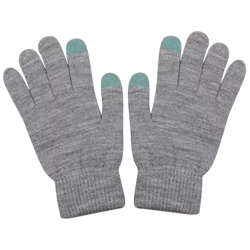 Grey knitted gloves for warm and anti-slip women in autumn and winter Item Picture