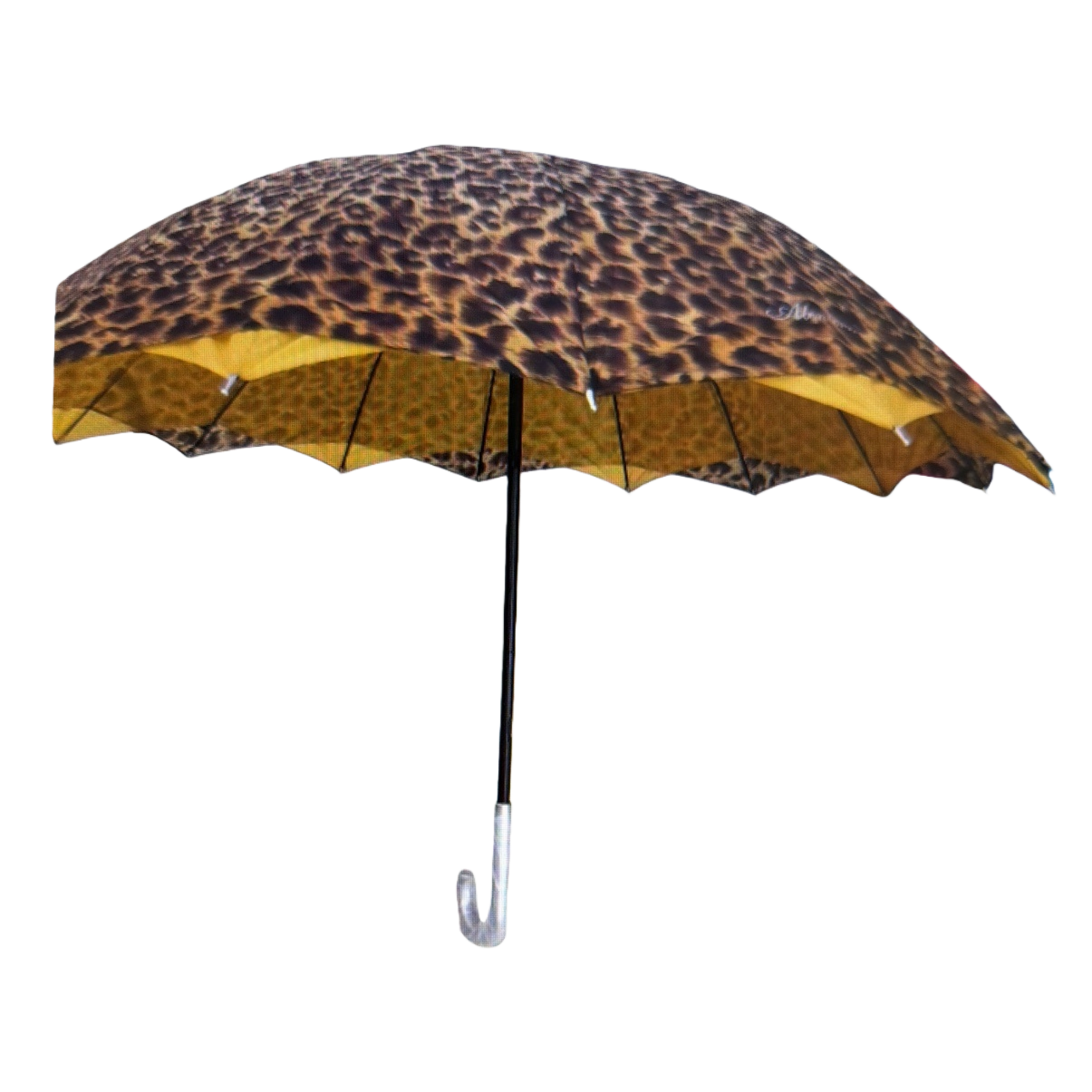The leopard print all-weather folding umbrella is lightweight, portable and UV-resistant Item Picture