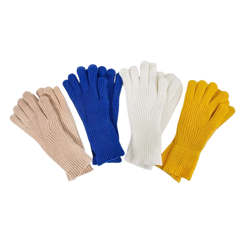 Four pairs of colorful knitted gloves, suitable for both men and women, warm and anti-slip for autumn and winter Item Picture