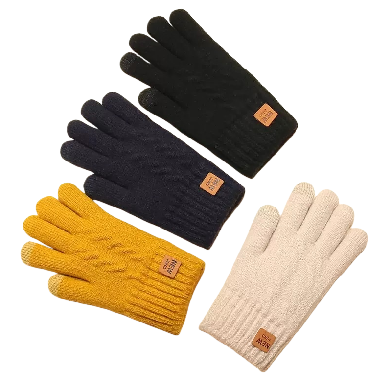 Four pairs of knitted gloves for both men and women, warm and anti-slip, fingertip touch screen Item Picture
