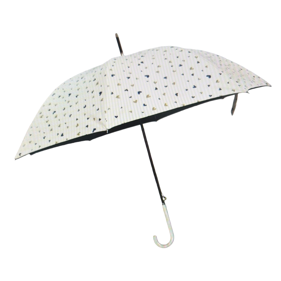 The white heart-shaped pattern all-weather umbrella is waterproof, sun-proof, lightweight and foldable Item Picture