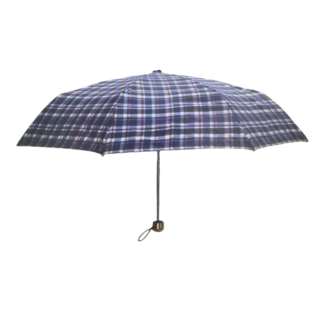 Blue and white checkered folding umbrella for both weather and rain, portable sun protection, rain protection and sunshade Item Picture