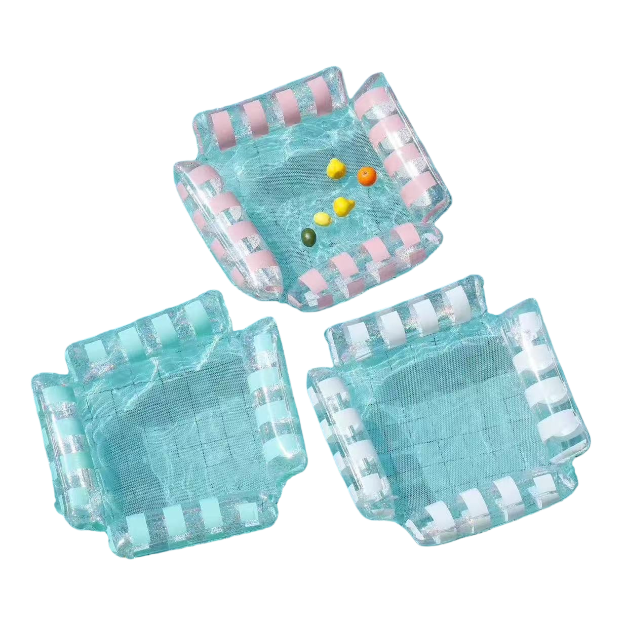 透明条纹充气浮床 便携式水上休闲躺椅 防水防晒可折叠 Item Picture