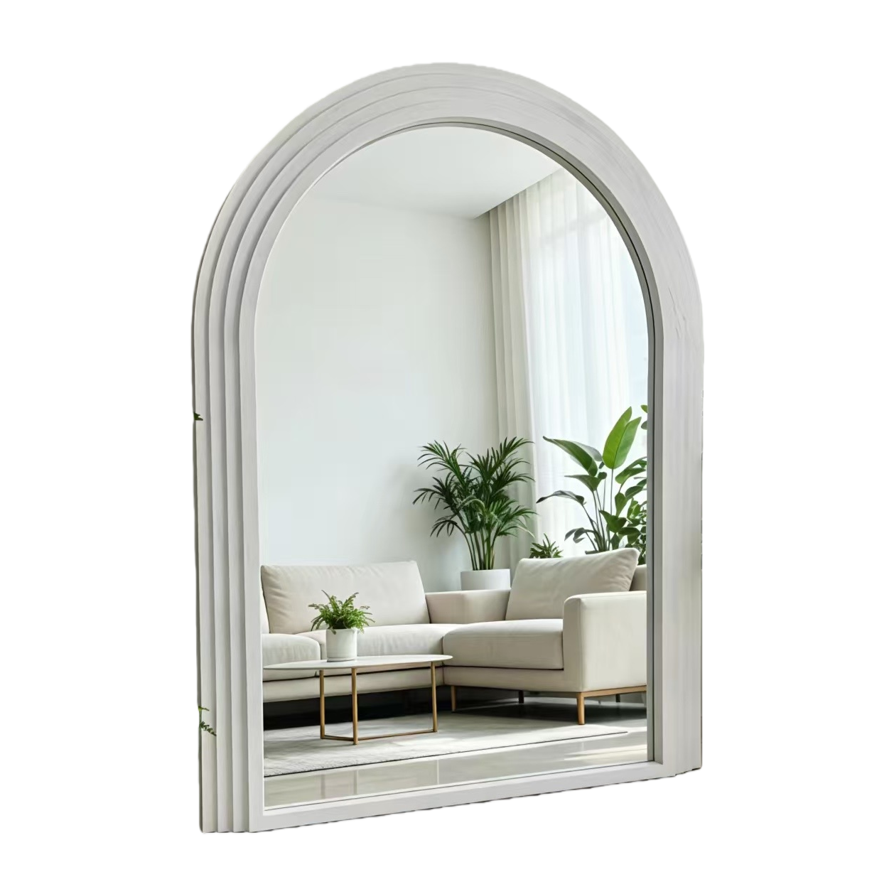 The white arched mirror decorative painting is hung on the walls of the living room and bedroom in a modern and simple style Application Scenario