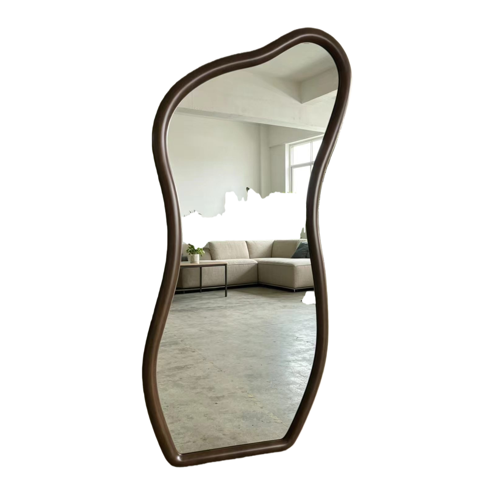 Brown wavy border decorative mirror, wall mirror for living room and bedroom, round and oval shape Application Scenario