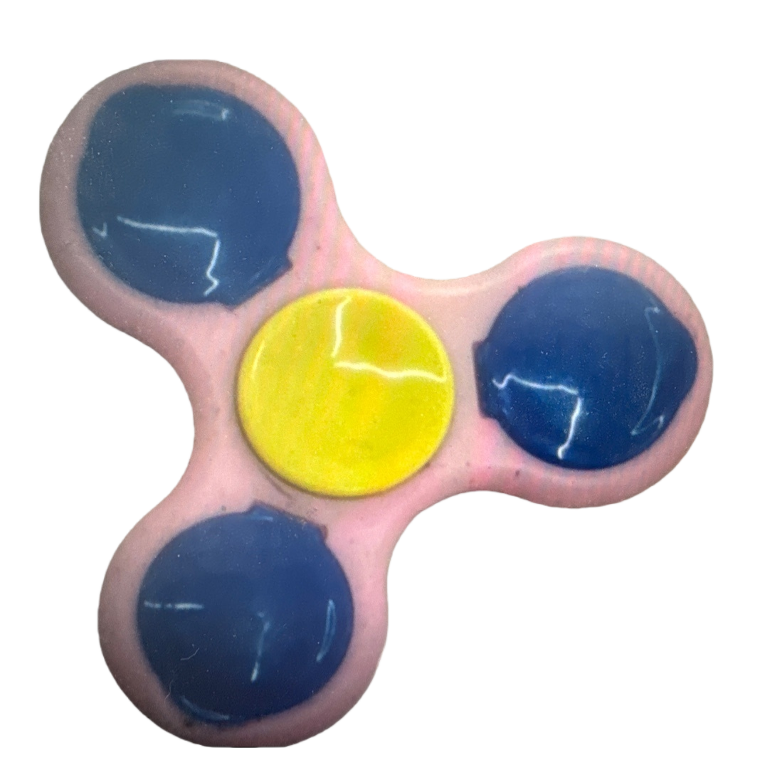 Pink fidget spinner, yellow three-arm, blue stress-relieving toy Item Picture