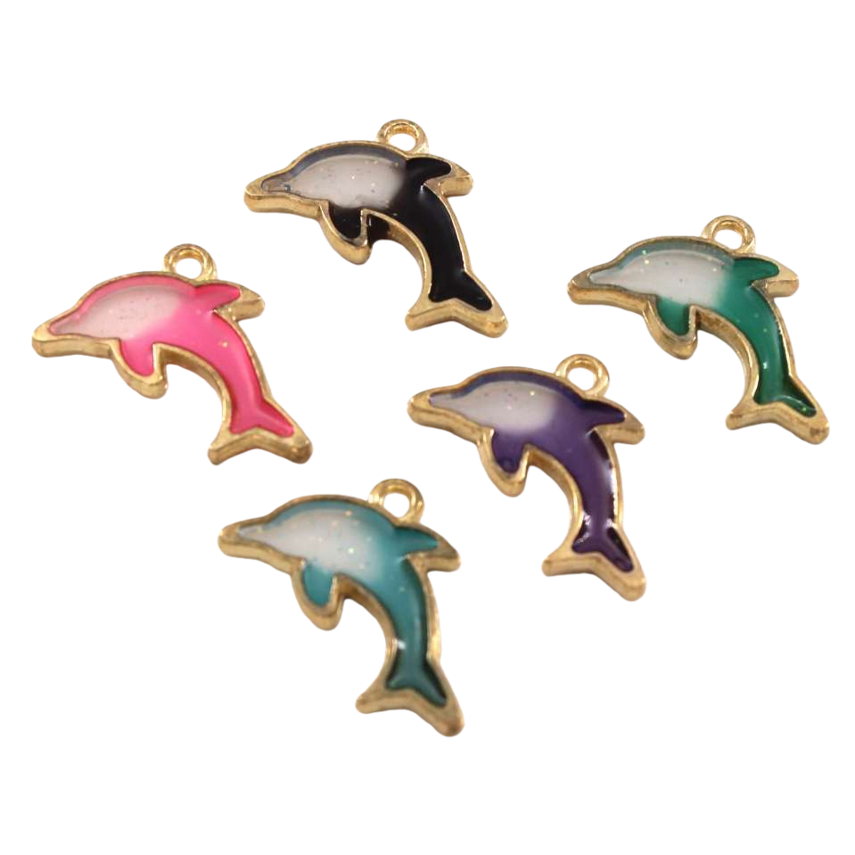 Colorful dolphin pendant, fashionable ocean-style necklace accessory, suitable for both men and women Item Picture