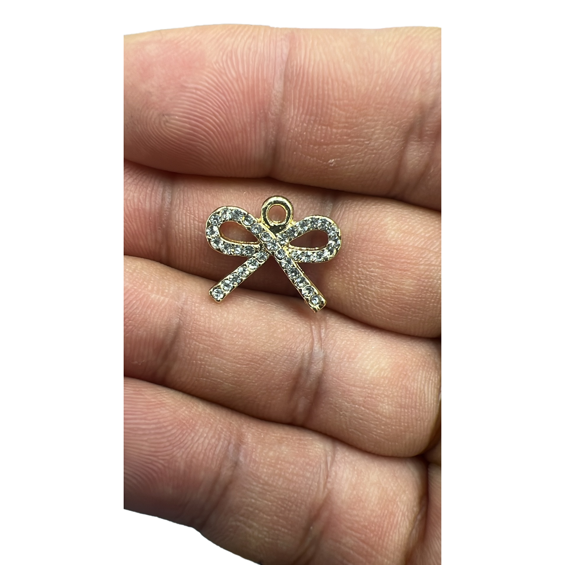 A fashionable, versatile and exquisite gift with a golden diamond-encrusted bow pendant Item Picture