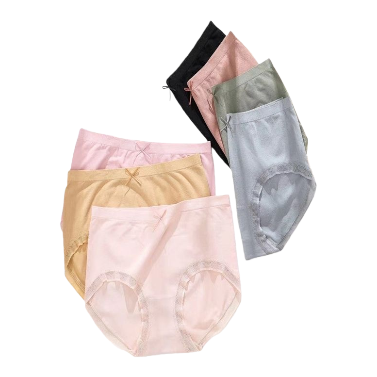 Calzoncillos de cintura alta multicolor para mujeres de algodón cómodo transpirable sin marcas modelo básico Item Picture