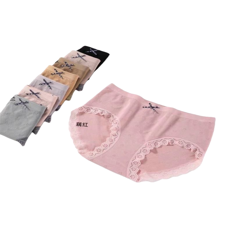 ملابس داخلية وردية وردية من القطن النقي يتنفس بشكل مريح ومنخفض Item Picture