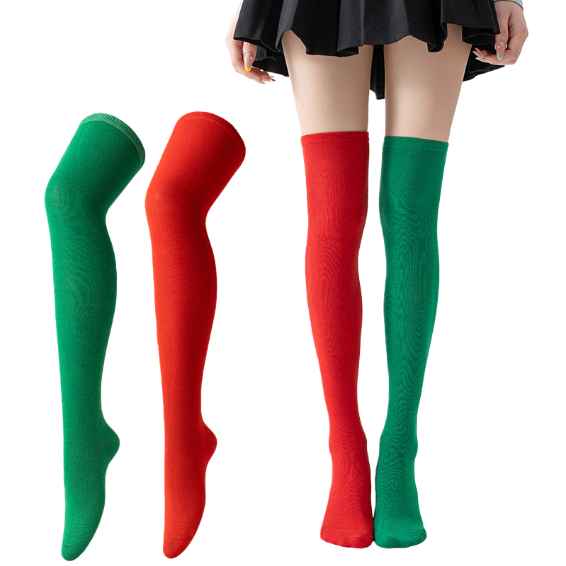 اللون الأخضر والأحمر يضرب جوارب الركبة Item Picture