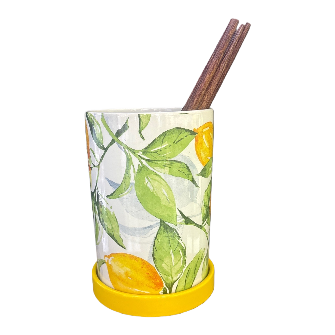 Lemon green leaf patterned ceramic chopstick holder, a household kitchen tableware storage rack Item Picture