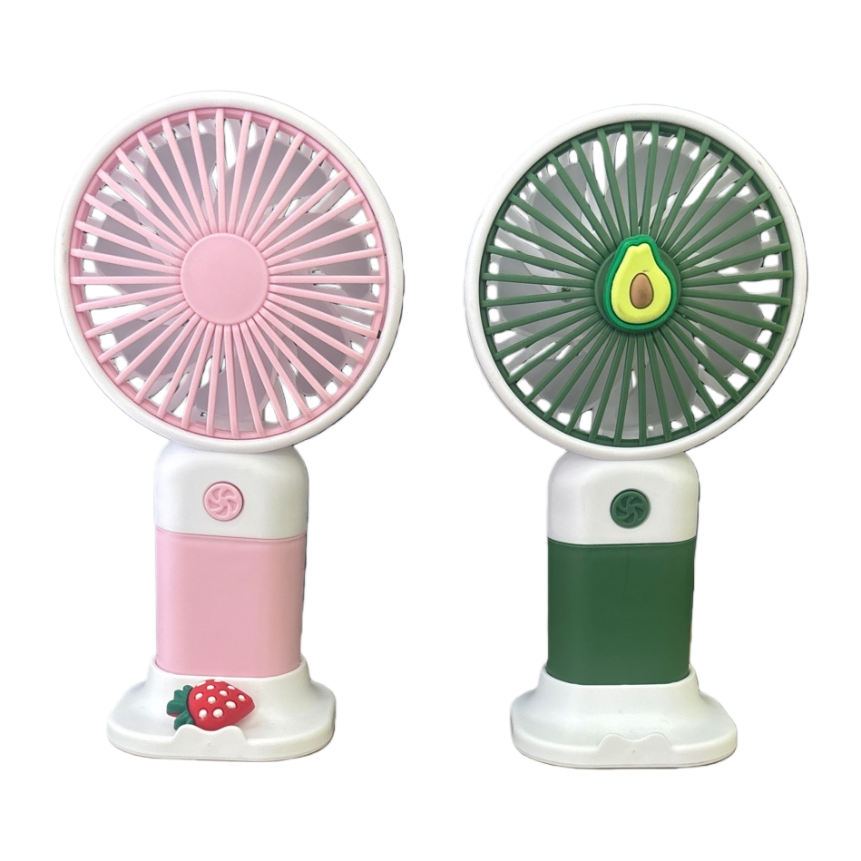 Pink strawberry-shaped small fan, green avocado shaped small fan, rechargeable desktop mini fan Item Picture