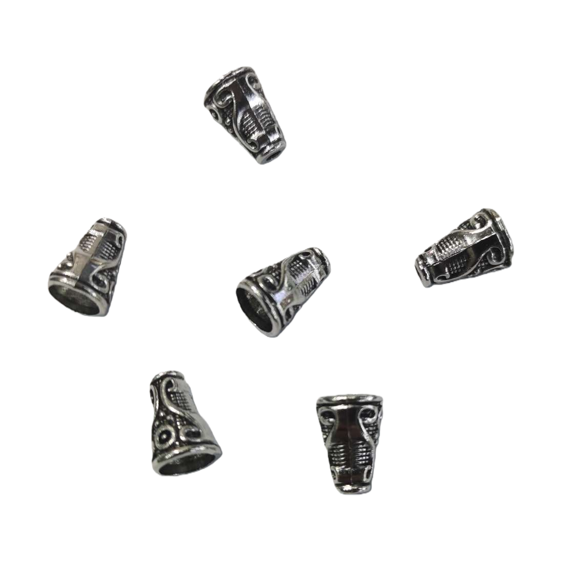 Silver carved metal beaded retro-style DIY bracelet and necklace accessories Item Picture