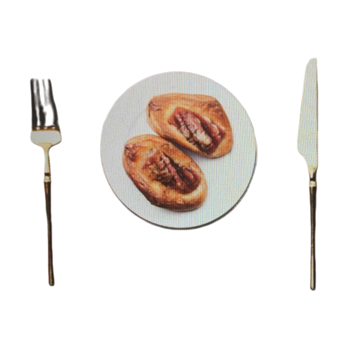 Striped placemats with plates, bread, knives and forks, three-piece set, home dining tablecloth, anti-slip mat Item Picture