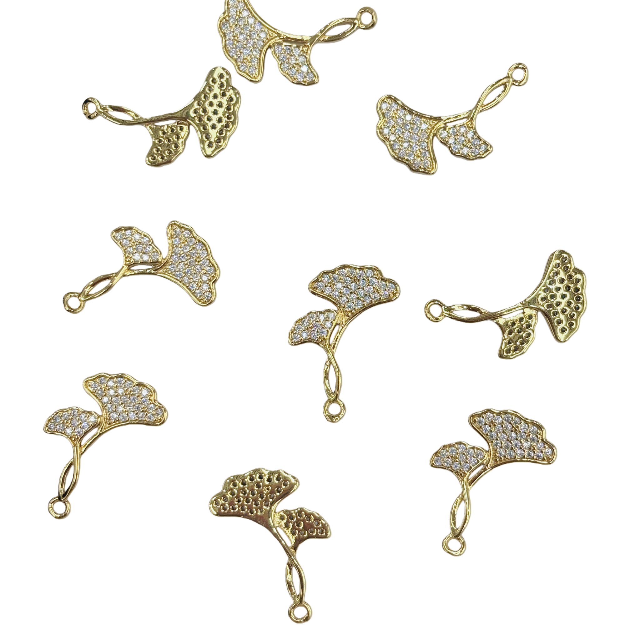 Oro ginkgo biloba con diamantes colgante moda luz collar de lujo para mujeres multiaccesorios Item Picture