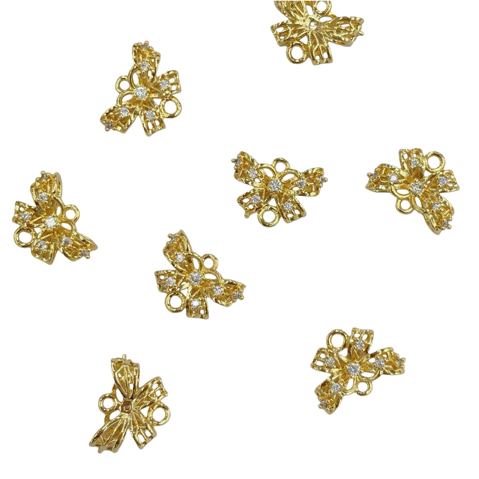 Golden butterfly-shaped diamond-encrusted jewelry accessories, double-hanging accessories Item Picture