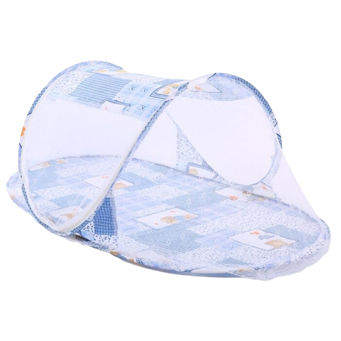 Blue and white patterned baby mosquito net bed, breathable and mosquito-proof, detachable and washable bed frame type Item Picture