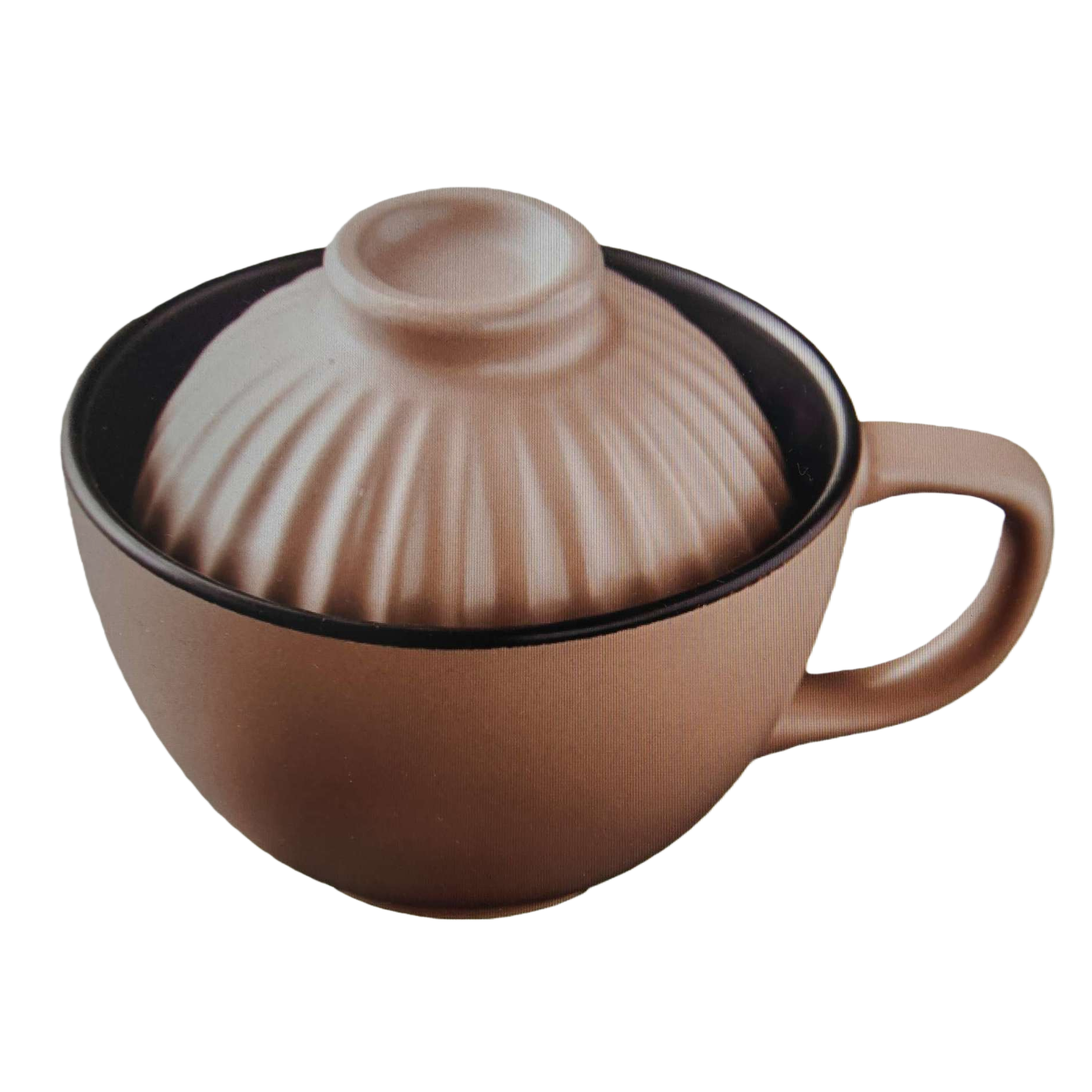 Brown covered tea cup with ceramic heat preservation and anti-scald, simple style for home and office use Item Picture