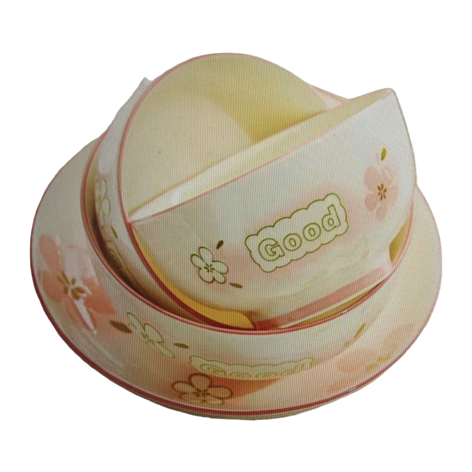 Pink ceramic bowl and plate set with the word "Good" and cherry blossom pattern, a household tableware gift box Item Picture