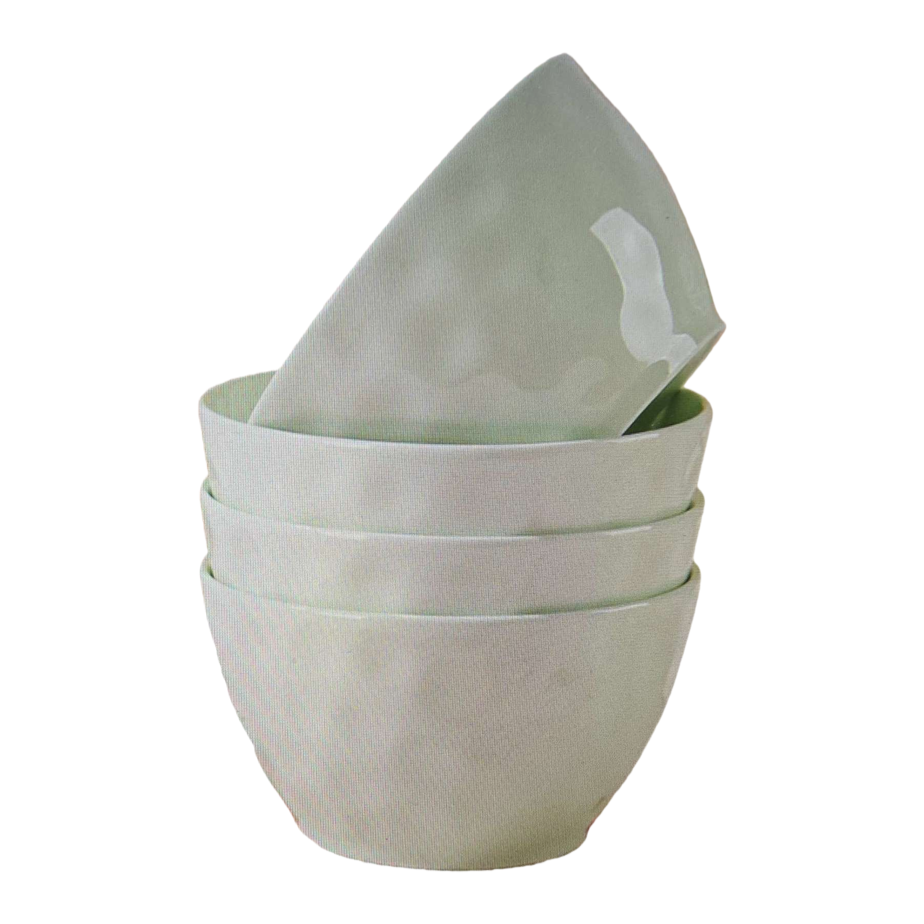 The light green ceramic bowl set can be stacked for kitchen tableware, featuring a simple and elegant home style Item Picture