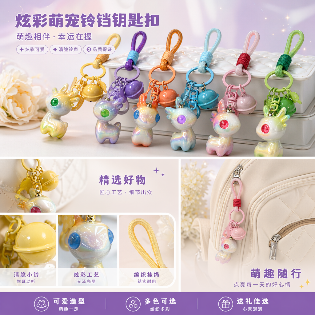彩色彩虹小鹿辣椒世界杯钥匙扣 钥匙圈详情1
