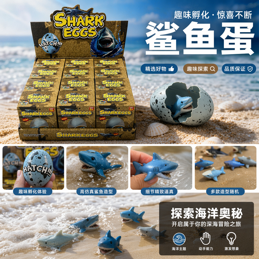 鲨鱼蛋玩具盒创意益智儿童趣味解压盲盒玩具详情1
