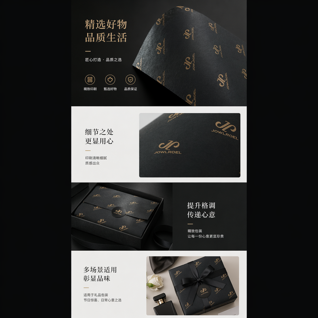 黑色卷状纸张 印有金色JOWLROEL品牌标识详情1