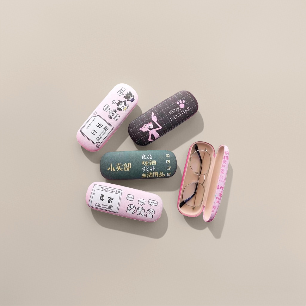 Pink cartoon glasses case Good luck Pink Panther Pop-up Rich theme glasses Application Scenario