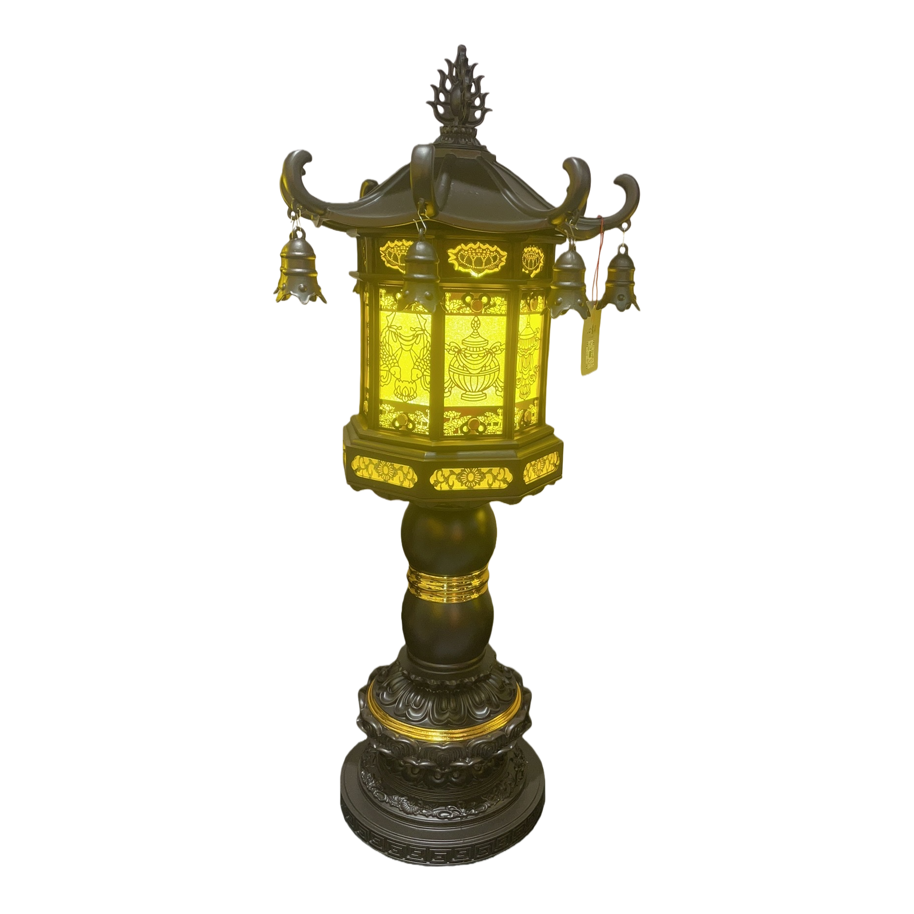 Black Chinese-style lanterns are used for lighting in the living room entrance hall and in front of the Buddha Item Picture