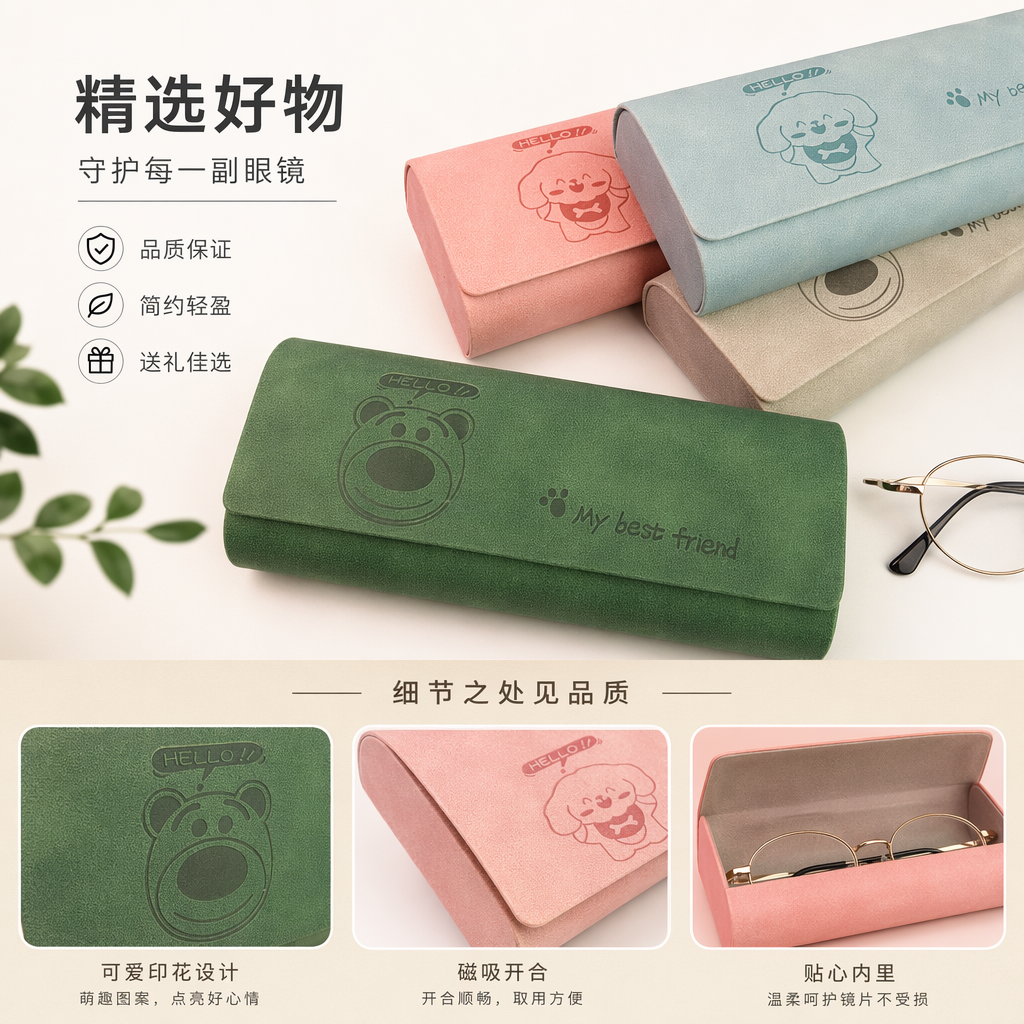 彩色绒布眼镜盒 便携防刮软垫收纳盒详情1