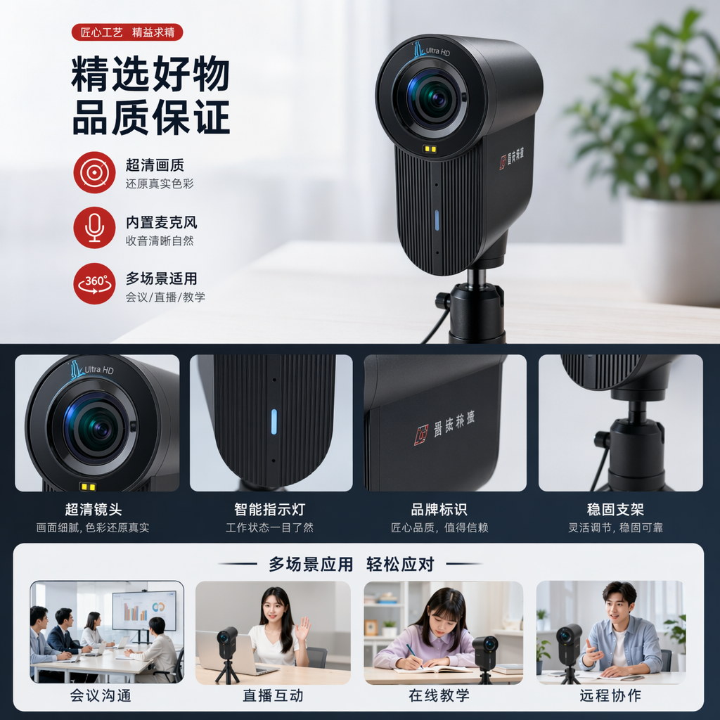这是一款便携式无线直播摄像机，内置电池电池续航超六个小时,通过移动应用进行操作，支持视频预览摄像头切换和控制流媒体播放金融主流的直播平台详情1