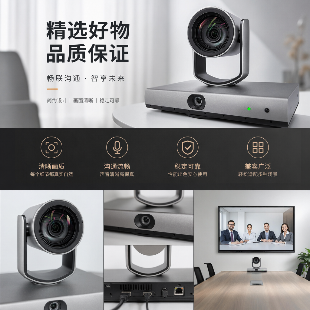 智能语音追随摄像机，结合语音定位技术，人体检测与识别AI算法精准定位发言者，并自动调节取景画面，可适用于中型会议室教室等协作空间纵深可达8米详情1