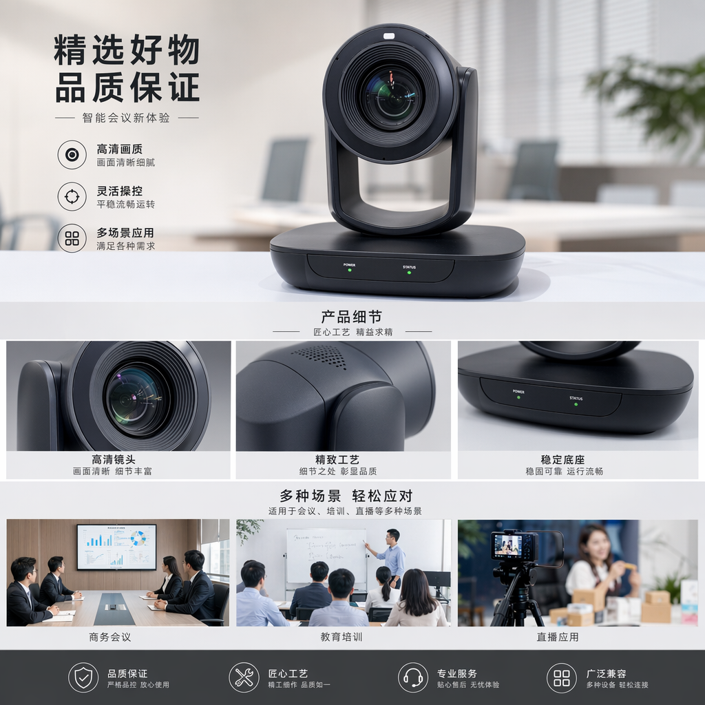 紧凑小小的外观设计显著的TILLY灯辅助提示支持演讲者追踪，支持追踪目标的全身半身特写画面比例选择适用于教室报告厅音乐厅等拍摄场景详情1
