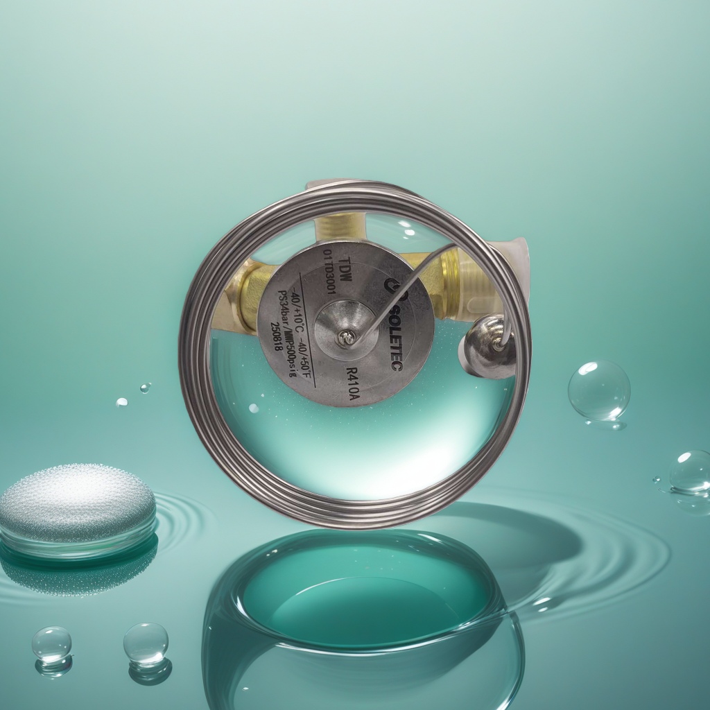 The golden copper valve body of the cold cabinet thermal expansion valve is equipped with a metal temperature sensing bulb, capillary tube temperature control and regulating valve assembly, and thermal expansion valve Application Scenario