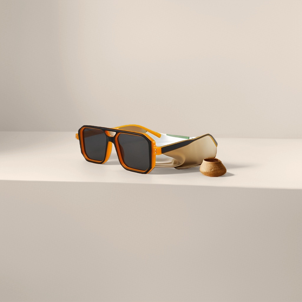 Orange and black framed sunglasses, fashionable UV-resistant polarized sunglasses, suitable for both men and women Application Scenario
