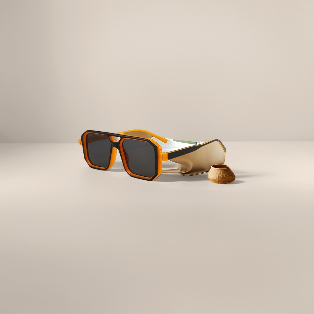 Orange and black framed sunglasses, fashionable UV-resistant polarized sunglasses, suitable for both men and women Specification image