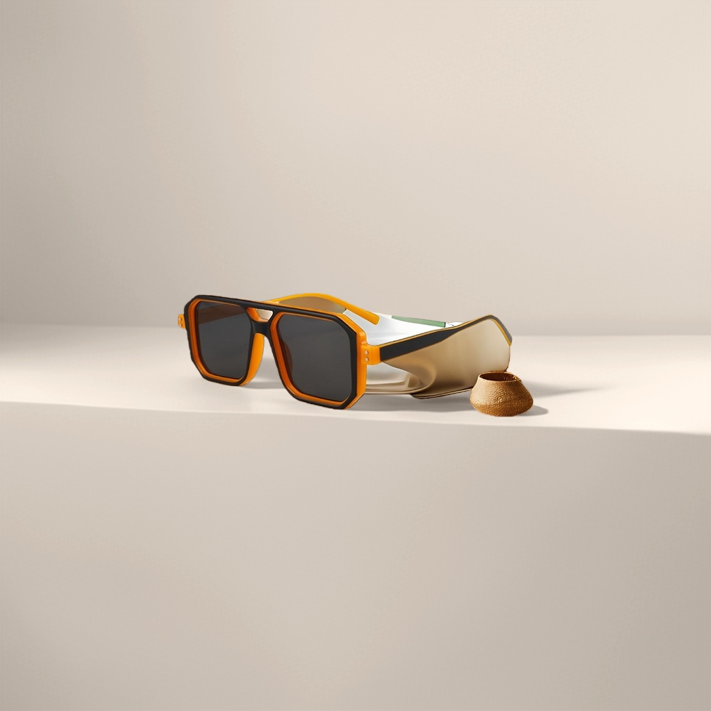 Orange and black framed sunglasses, fashionable UV-resistant polarized sunglasses, suitable for both men and women details Picture
