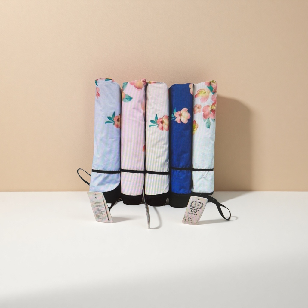 Five foldable umbrellas with floral patterns are portable, suitable for both sun protection and rain, lightweight and compact Application Scenario