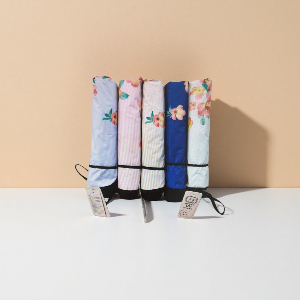 Five foldable umbrellas with floral patterns are portable, suitable for both sun protection and rain, lightweight and compact details Picture