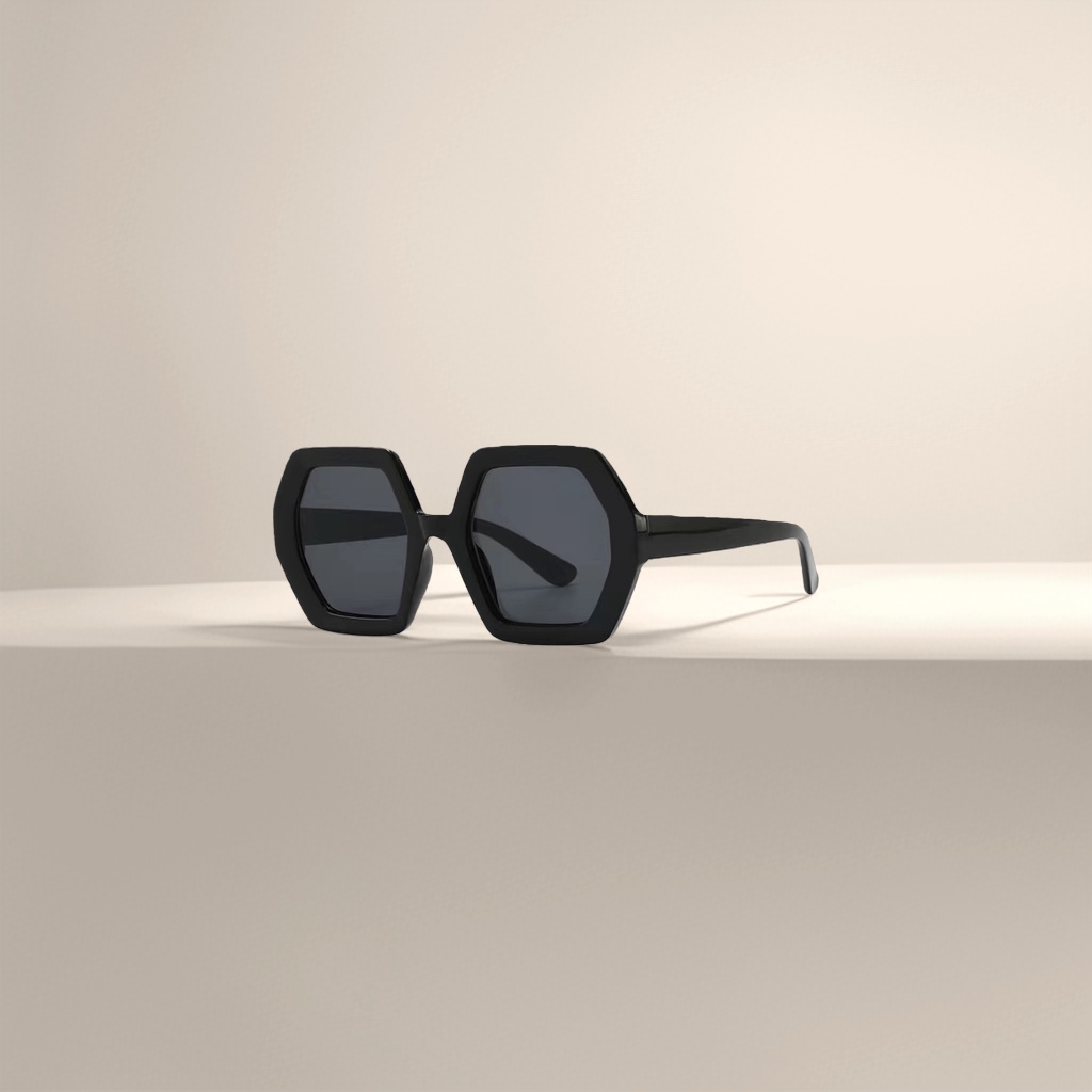 Black hexagonal sunglasses, fashionable UV-resistant polarized sunglasses, suitable for both men and women Application Scenario
