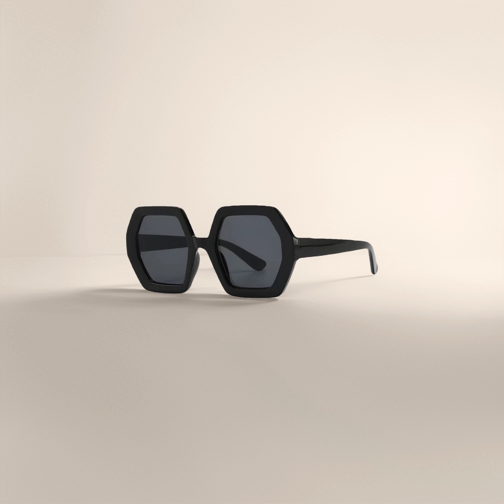 Black hexagonal sunglasses, fashionable UV-resistant polarized sunglasses, suitable for both men and women