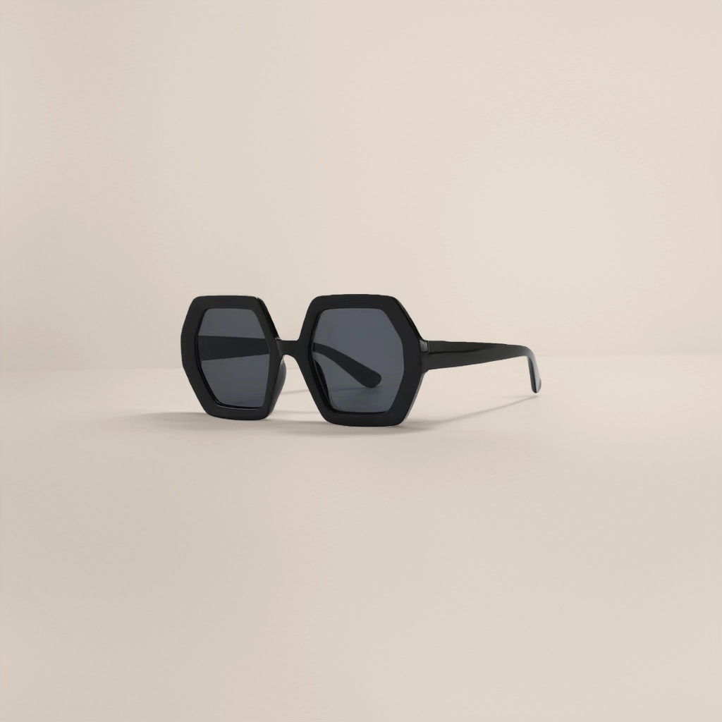 Black hexagonal sunglasses, fashionable UV-resistant polarized sunglasses, suitable for both men and women Specification image
