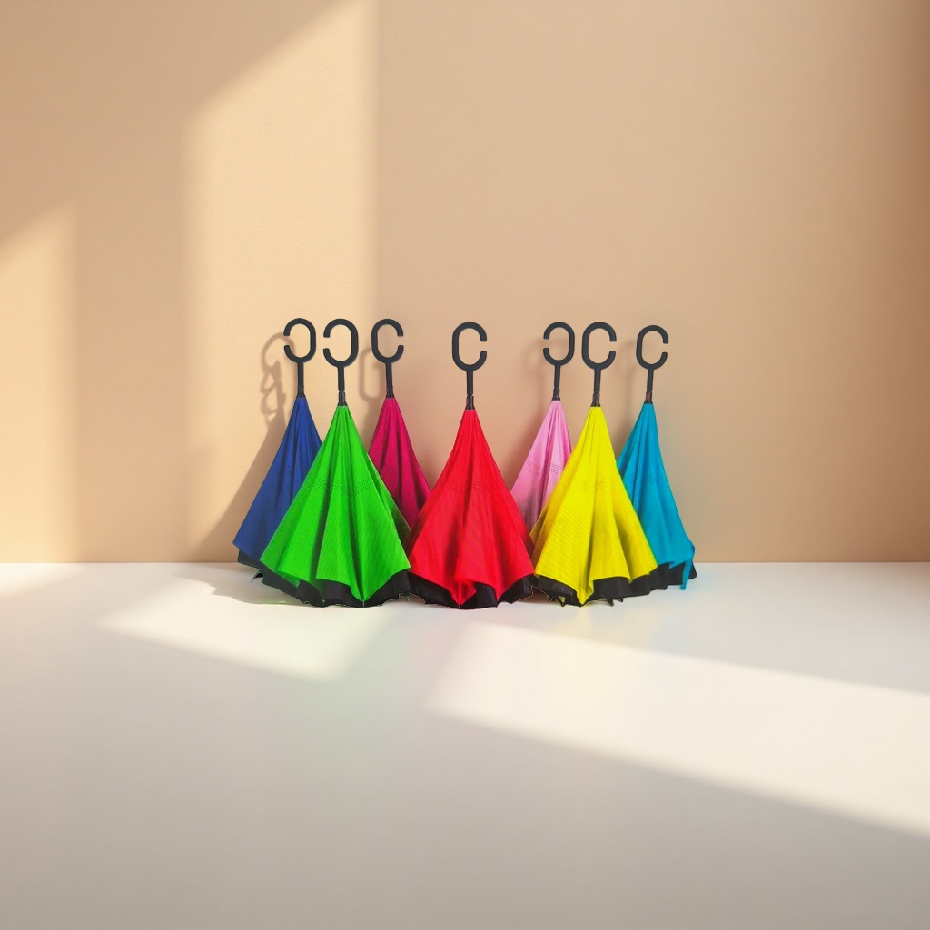 The color inverted umbrella can be retracted in the opposite direction, is portable for both sunny and rainy days, provides sun protection and wind protection, and opens and closes automatically details Picture