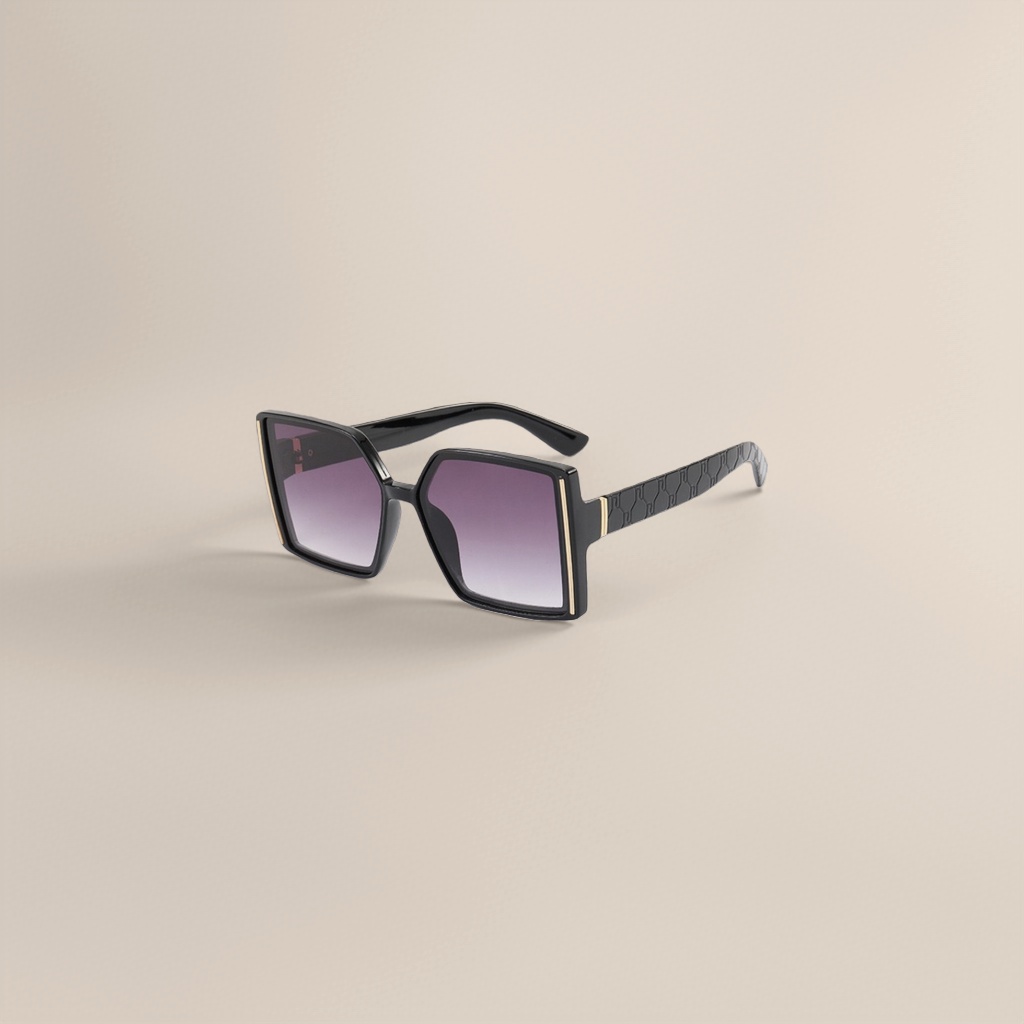 Black square sunglasses with metal frames are light, comfortable and essential for outdoor cycling details Picture