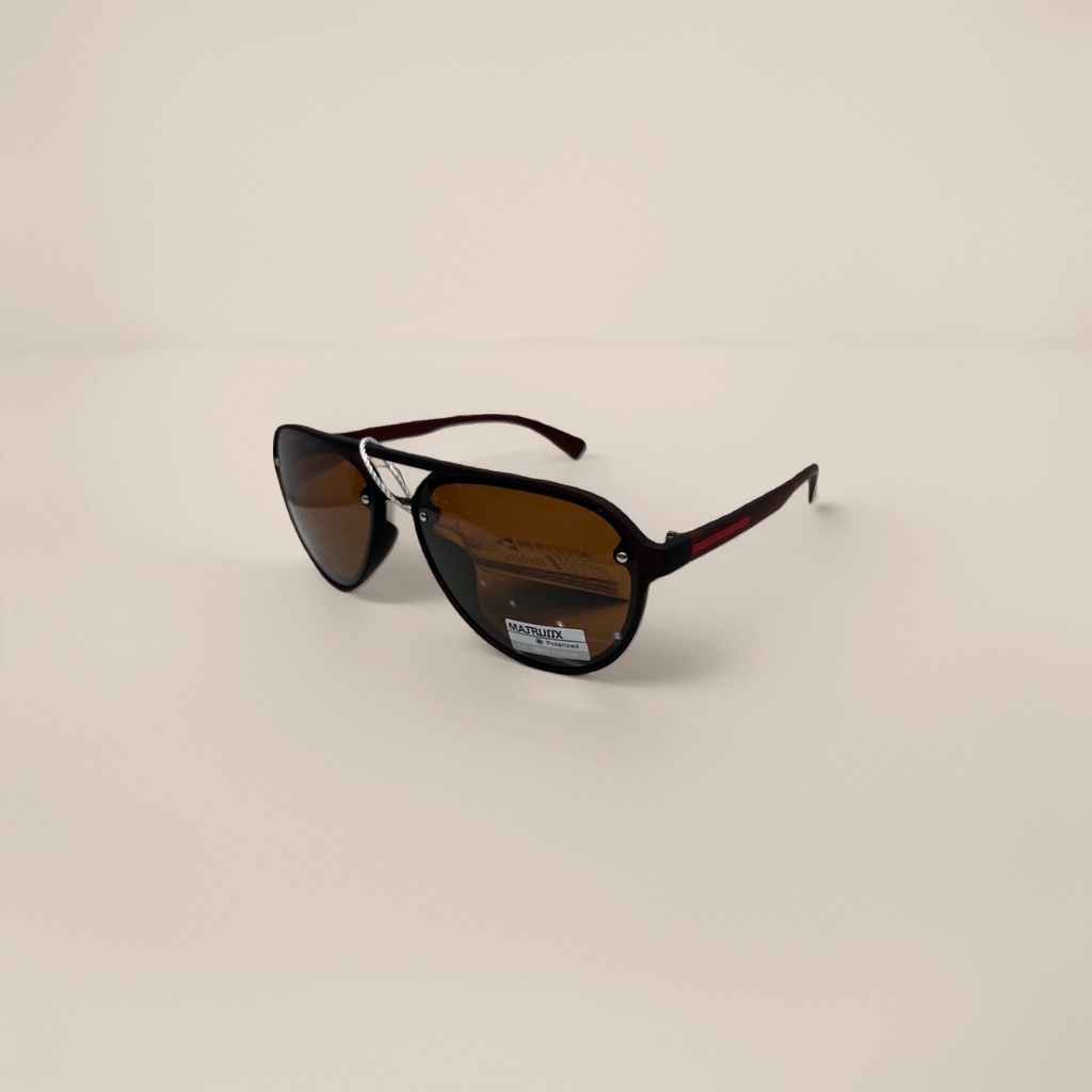 Dark brown pilot sunglasses with metal frames are lightweight and suitable for outdoor cycling details Picture