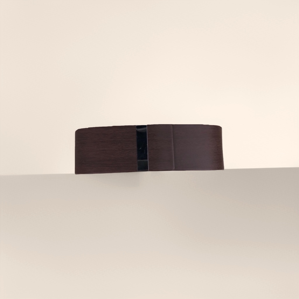 Dark brown wood-grain leather long, simple business retro style glasses case details Picture