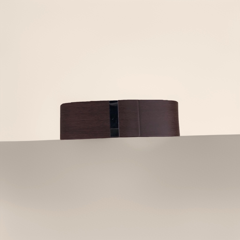 Dark brown wood-grain leather long, simple business retro style glasses case